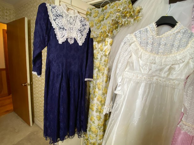 Image for Assortment of Vintage Wedding and Formal Dresses