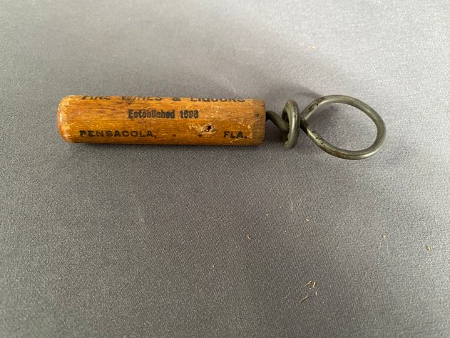 Image for Antique Liquor Bottle with Corn Cob Cork and Antique Advertising Cork Screw