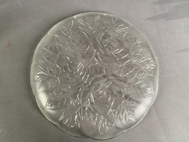 Image for (6) Piece Assortment of Cut and Etched Glass Serving and Table Ware