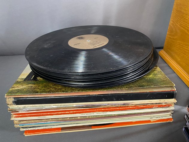 Image for Spirit of St. Louis Vintage Style Record/CD/AM/FM Player with Assortment of Vintage Vinyl Records, CD's and DVDs