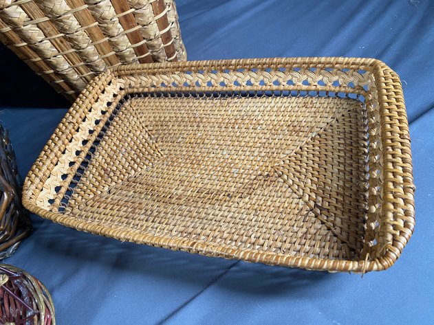 Image for (12) Vintage Wicker, Rattan and Metal Decorative Baskets, Planters, Trays and More!