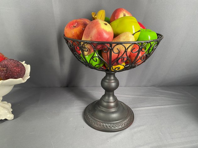 Image for (3) Decorative Fruit Bowls/Compotes with Assorted Fruit