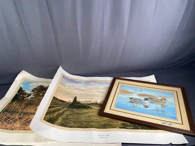 Image for (3) Duck Themed Prints, (2) Unframed (1) Framed Signed