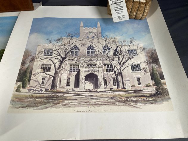 Image for State of Georgia Emblem Wall Plaque, (2) Unframed Signed Prints (Georgia Capitol) and (Georgia's Antebellum Capitol), Centennial Georgia Souvenir and Lincoln Souvenir