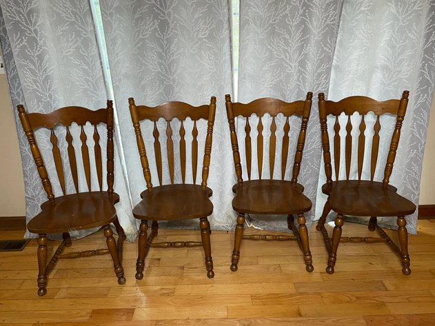 Image for Set of (4) MCM Solid Wood Yugoslavian Dining Chairs