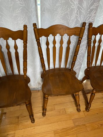 Image for Set of (4) MCM Solid Wood Yugoslavian Dining Chairs