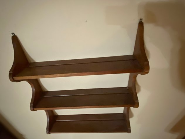Image for Solid Wood (3) Shelf Plate Holder Wall Shelf