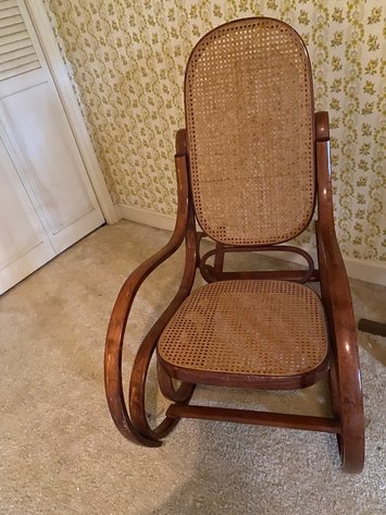 Image for Vintage Thonet Styled Bentwood and Wicker Rocking Chair