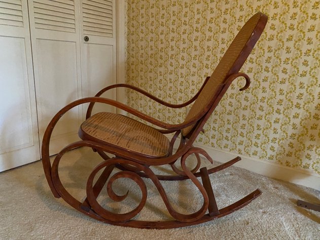 Image for Vintage Thonet Styled Bentwood and Wicker Rocking Chair