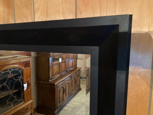 Image for Black Wooden-Framed Rectangular Beveled Mirror