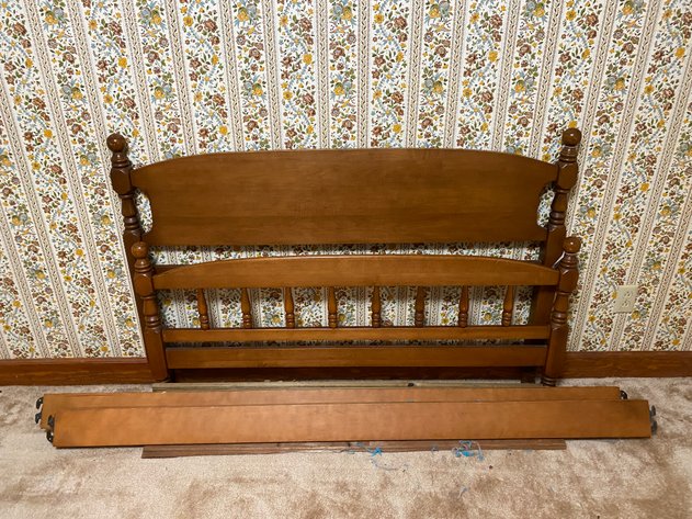 Image for (9) Wooden Full-Sized Bed Frame with Rails and Slats