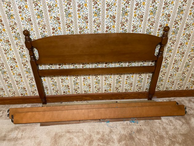 Image for (9) Wooden Full-Sized Bed Frame with Rails and Slats