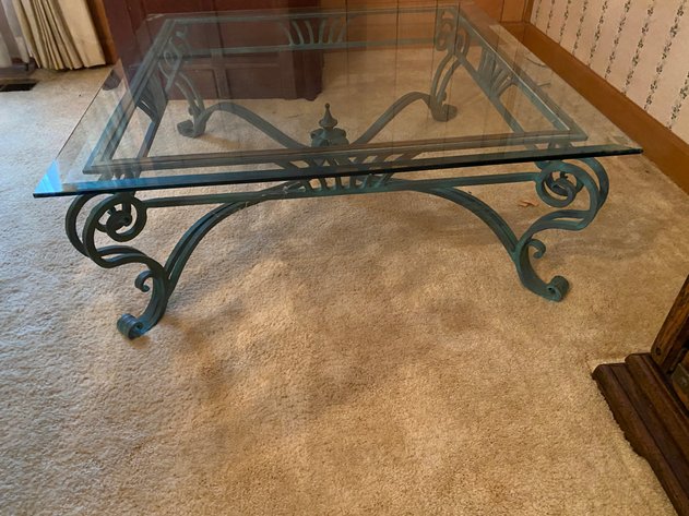 Image for Wrought Iron Beveled Glass Top Coffee Table