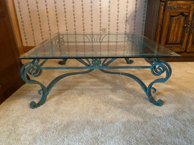 Image for Wrought Iron Beveled Glass Top Coffee Table