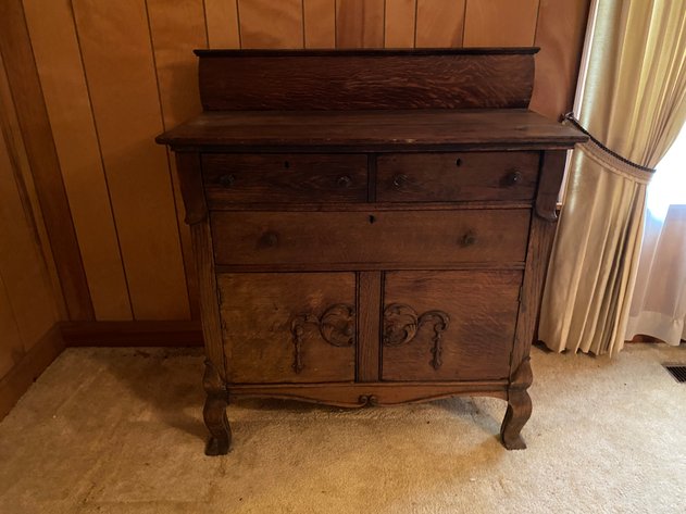 Image for Antique Burl Wood Buffett Side Board