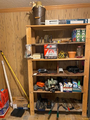 Image for Hand Made (6) Shelf Wooden Storage Shelf with All Contents