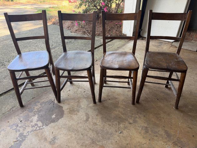 Image for (4) Antique Wood Dining Chairs