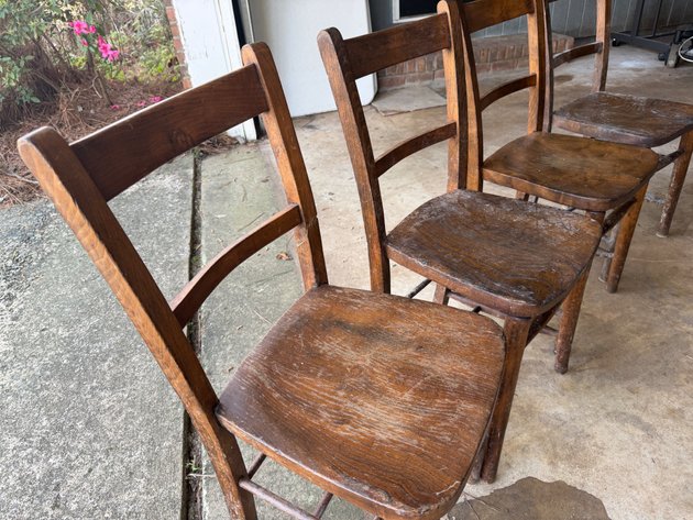Image for (4) Antique Wood Dining Chairs