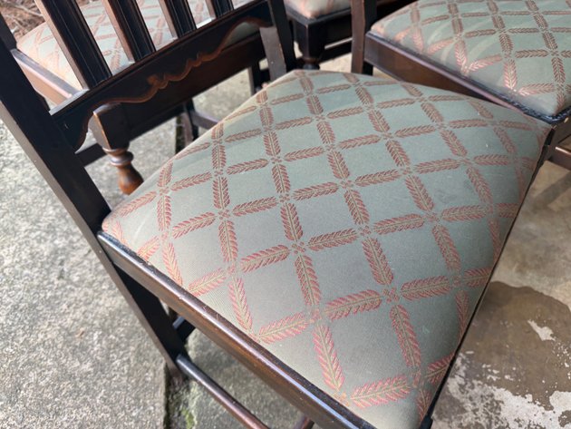 Image for (6) Vintage Upholstered Wood Dining Chairs