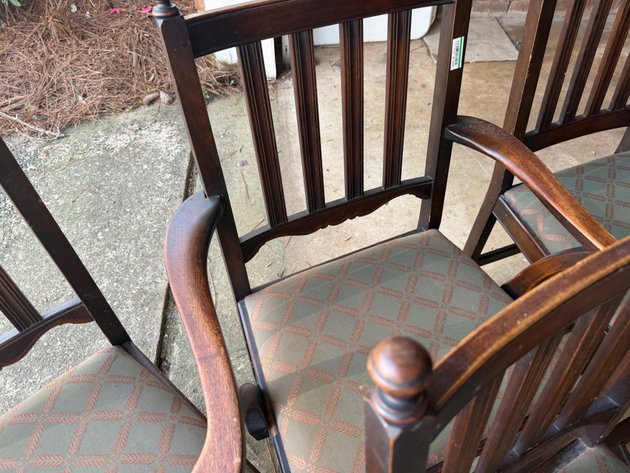 Image for (6) Vintage Upholstered Wood Dining Chairs