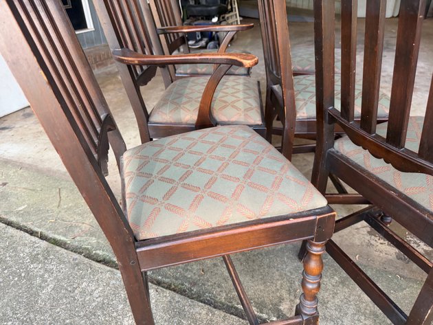 Image for (6) Vintage Upholstered Wood Dining Chairs