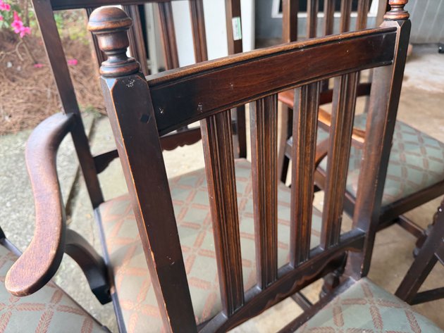 Image for (6) Vintage Upholstered Wood Dining Chairs