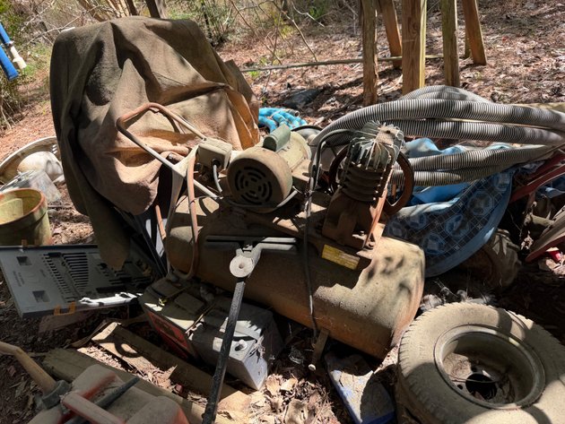 Image for Contents of Barn Including Electronic Lift, Vintage Tools, Compressor and More