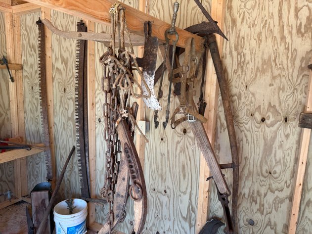 Image for Group Of Antique Farm Tools, Chains, And Iron Hardware