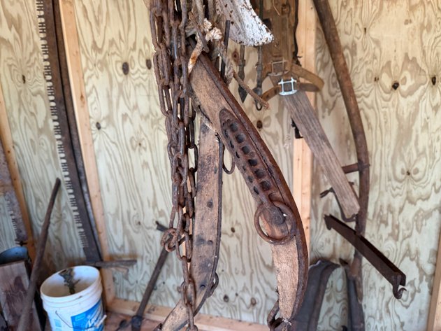 Image for Group Of Antique Farm Tools, Chains, And Iron Hardware