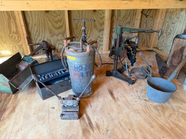 Image for Assorted Vintage Shop Tools, Torch Tank, Toolbox, And Parts