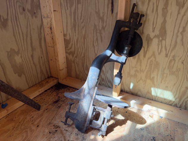 Image for Antique Hand Crank Bench Mount Drill Press