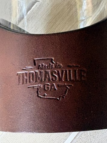 Image for Lowball Glass with Custom Leather Coozie