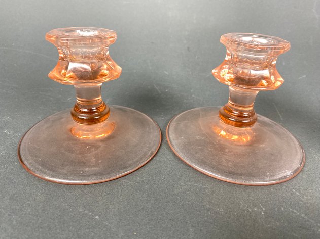 Image for (6) Vintage Glass and Crystal Candlesticks