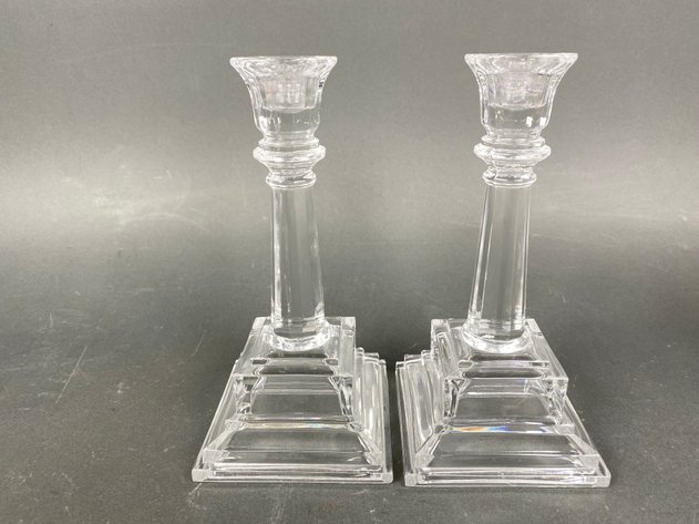 Image for (6) Vintage Glass and Crystal Candlesticks