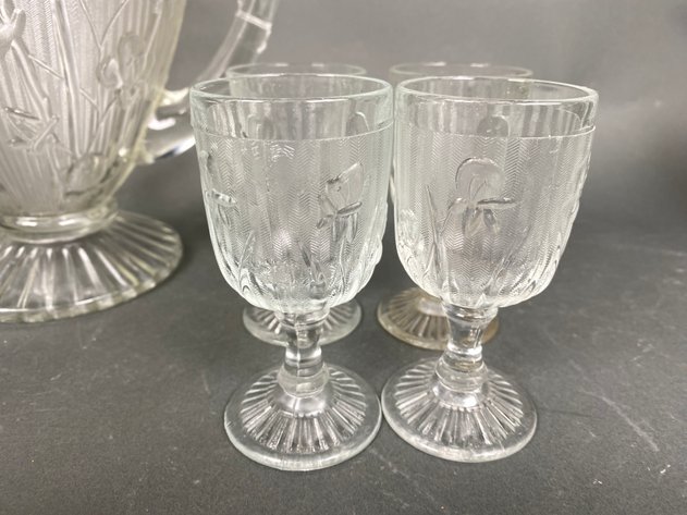 Image for Collection of (16) Jeanette Glass Iris and Herringbone Pattern Serving Ware