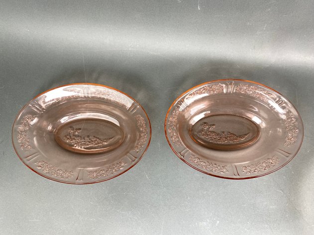 Image for Assortment of (16) Pink Depression Glass Serving Pieces, Various Patterns and Makers