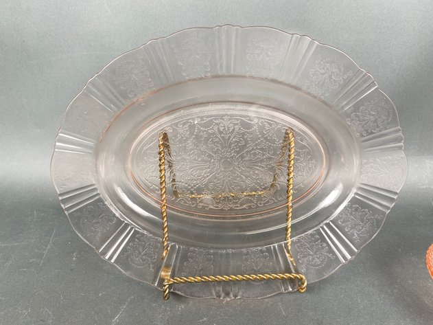 Image for Assortment of (16) Pink Depression Glass Serving Pieces, Various Patterns and Makers
