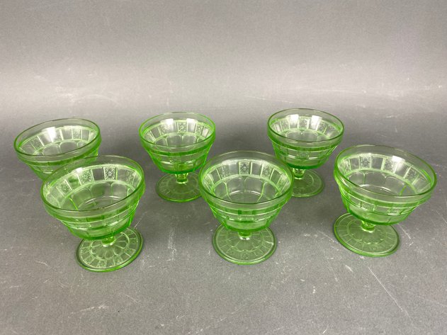 Image for (6) Jeanette Uranium Glass 