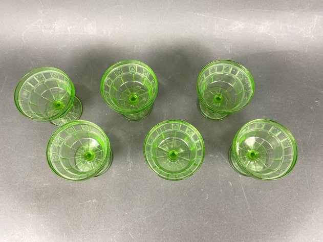 Image for (6) Jeanette Uranium Glass 