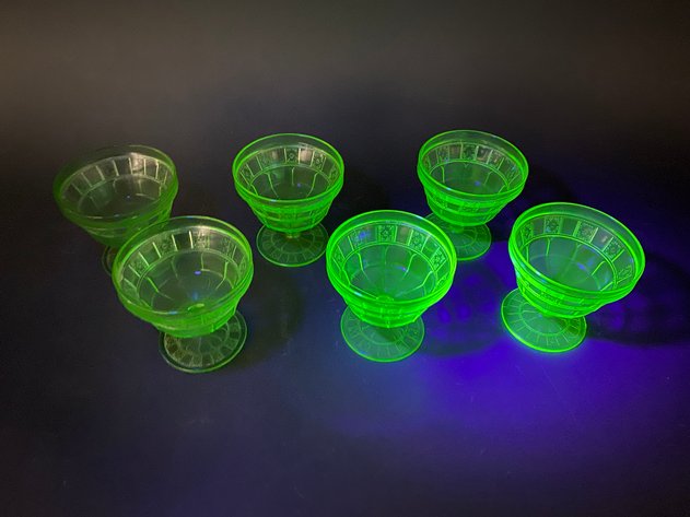 Image for (6) Jeanette Uranium Glass 