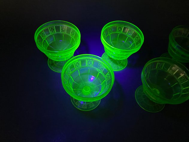 Image for (6) Jeanette Uranium Glass 