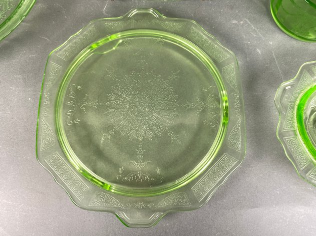Image for (5) Jeanette Uranium Glass Serving Pieces in 