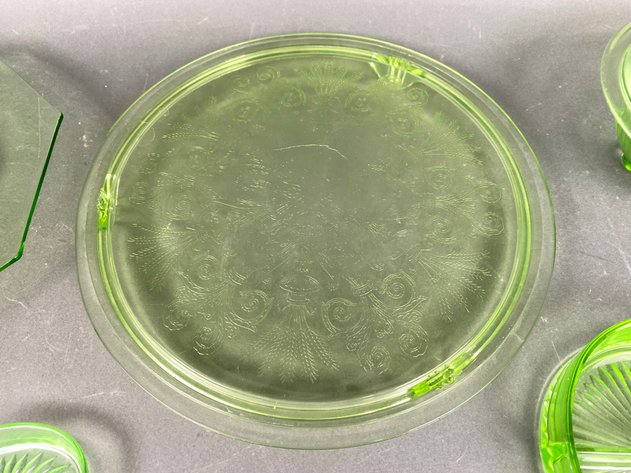 Image for (5) Jeanette Uranium Glass Serving Pieces in 