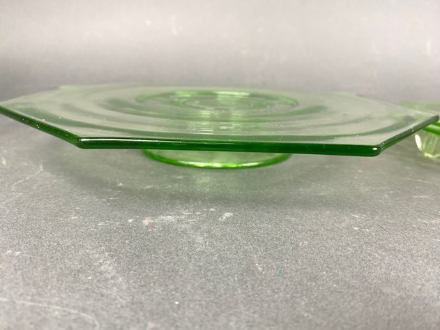 Image for (5) Jeanette Uranium Glass Serving Pieces in 