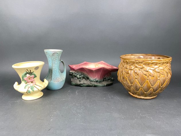 Image for Collection of (4) MCM McCoy Pottery Vases and Planters