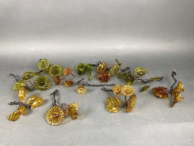 Image for Assortment of Mid Century Hand Blown Glass Flowers and Grapes