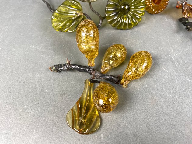 Image for Assortment of Mid Century Hand Blown Glass Flowers and Grapes
