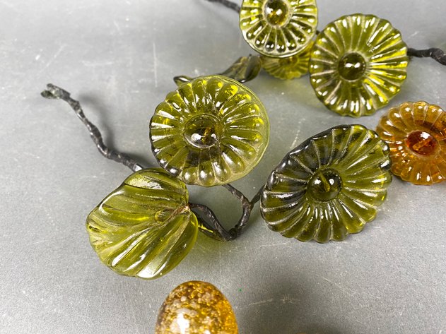 Image for Assortment of Mid Century Hand Blown Glass Flowers and Grapes