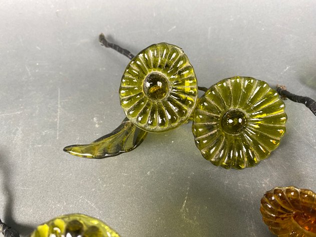 Image for Assortment of Mid Century Hand Blown Glass Flowers and Grapes
