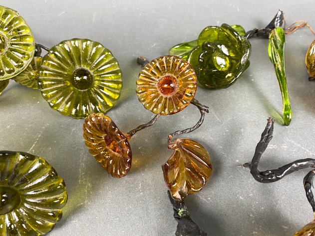 Image for Assortment of Mid Century Hand Blown Glass Flowers and Grapes